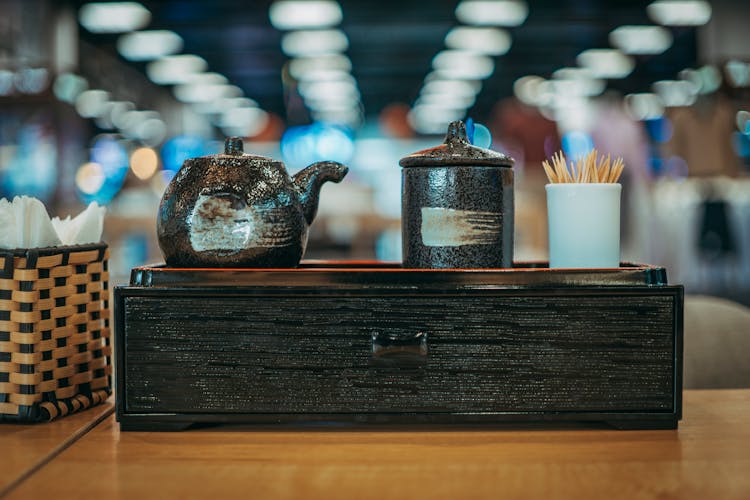 Kettle, Pot And Toothpicks On Box