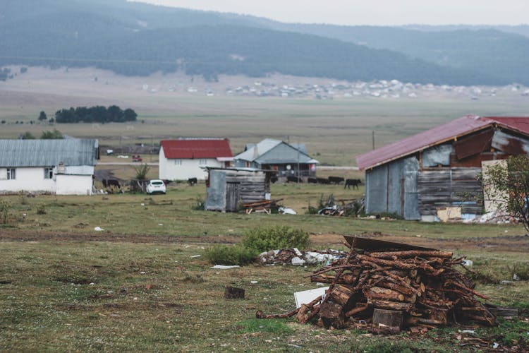 Landscape Of Countryside Farm Houses