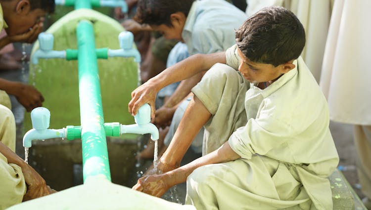 Boys Washing Legs