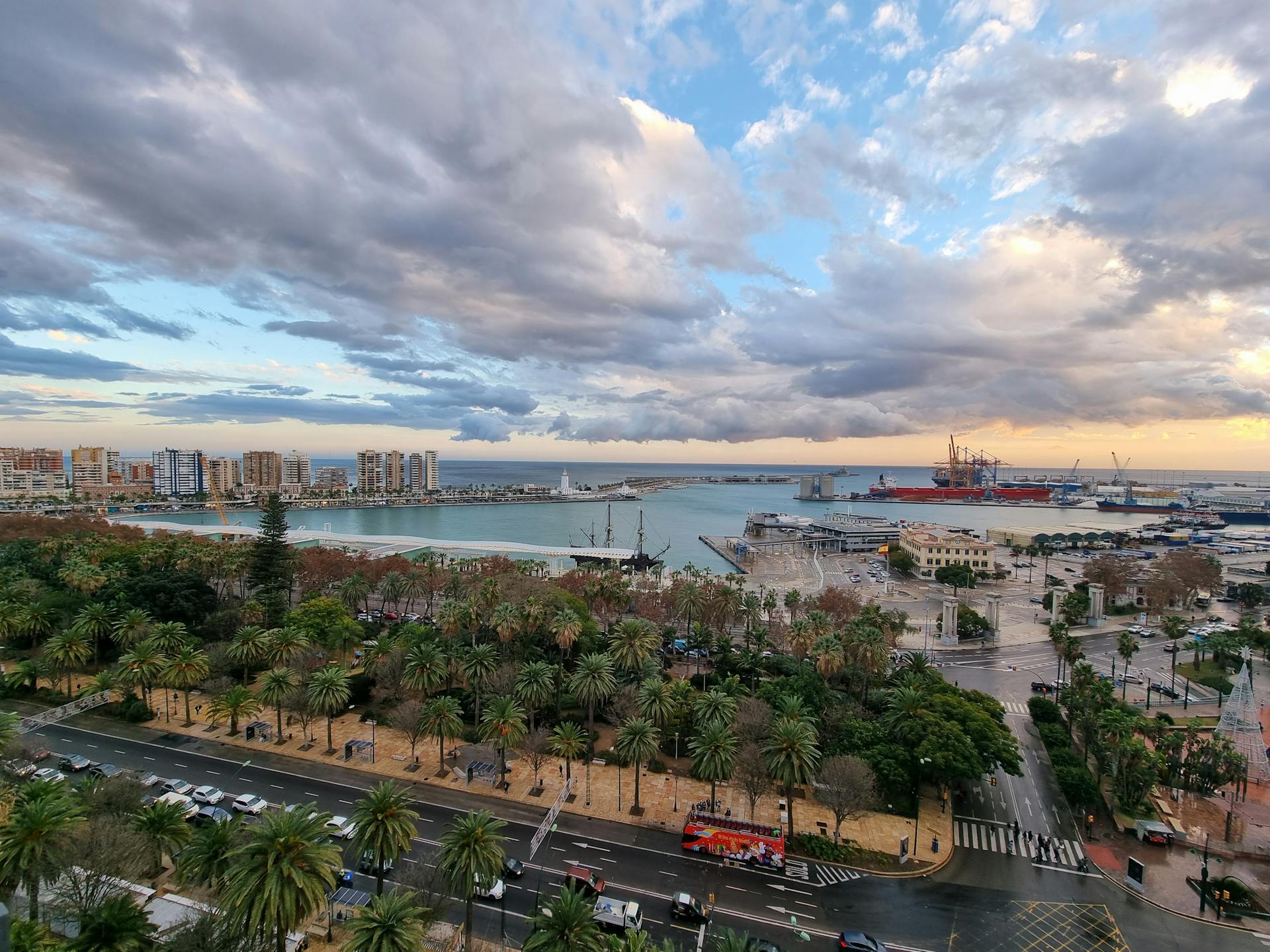 Clouds over the Port in Malaga, Spain