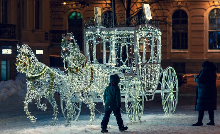 Illuminated Chariot Displayed Outdoor On Street