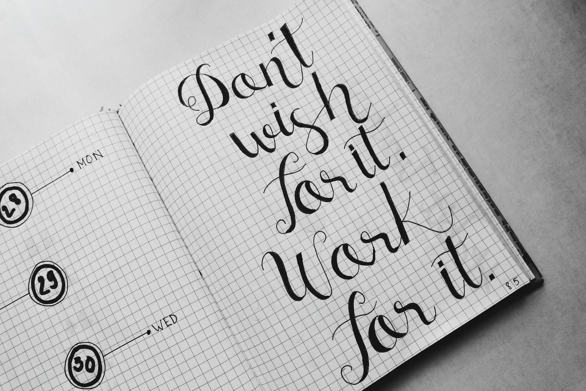 Dont Wish for It Work for It Calligraphy