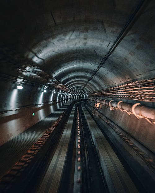 A Railroad in a Gray Tunnel