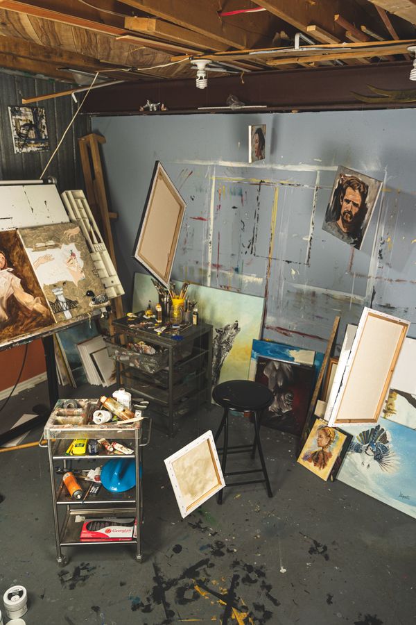 Painter portrait in studio