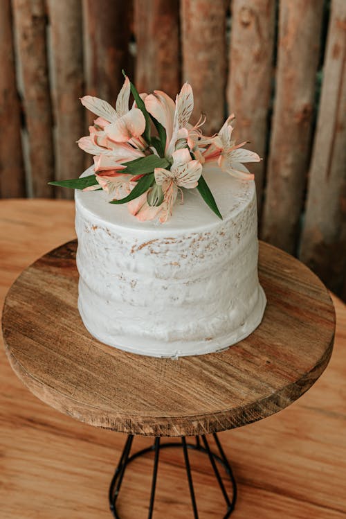 Wedding Cake with Flowers on Top 