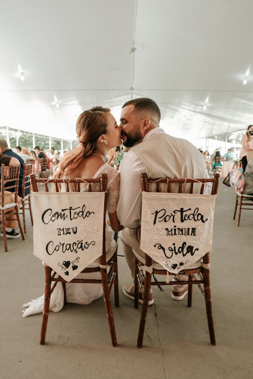 Married Couple Kissing at the Wedding