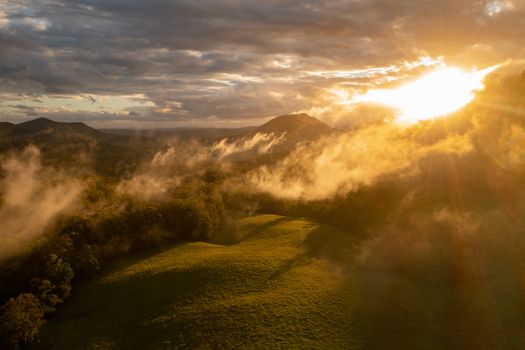 Aerial View of Mountains during Sunset