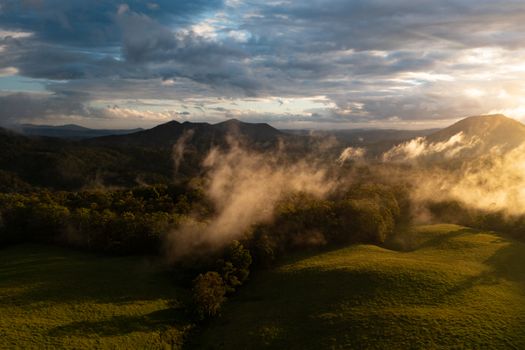 Aerial View of Mountains during Sunset