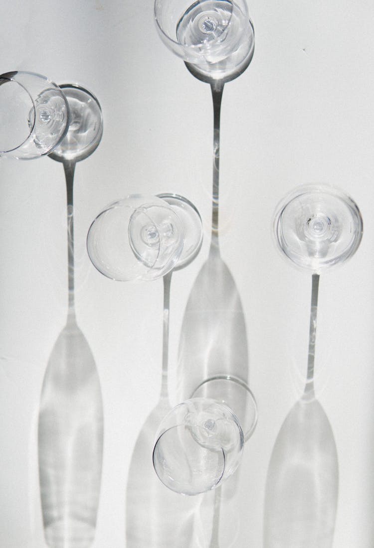 Directly Above View Of Glasses On White Background