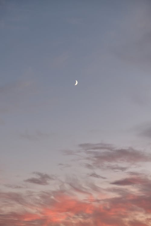 Moon Crescent in Evening Sky