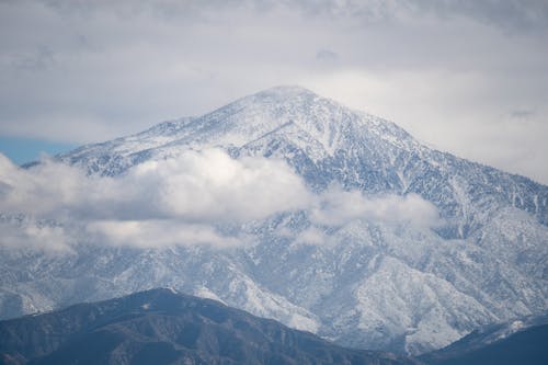 The Snow Covered Anderson Peak Mountain in San Bernardino County, California, USA