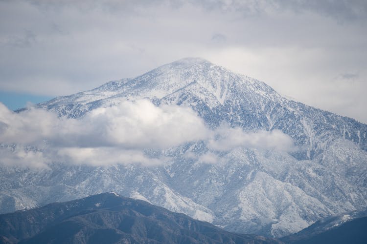 The Snow Covered Anderson Peak Mountain In San Bernardino County, California, USA