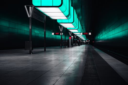 Explore the modern and futuristic design of HafenCity University subway station in Hamburg, Germany.