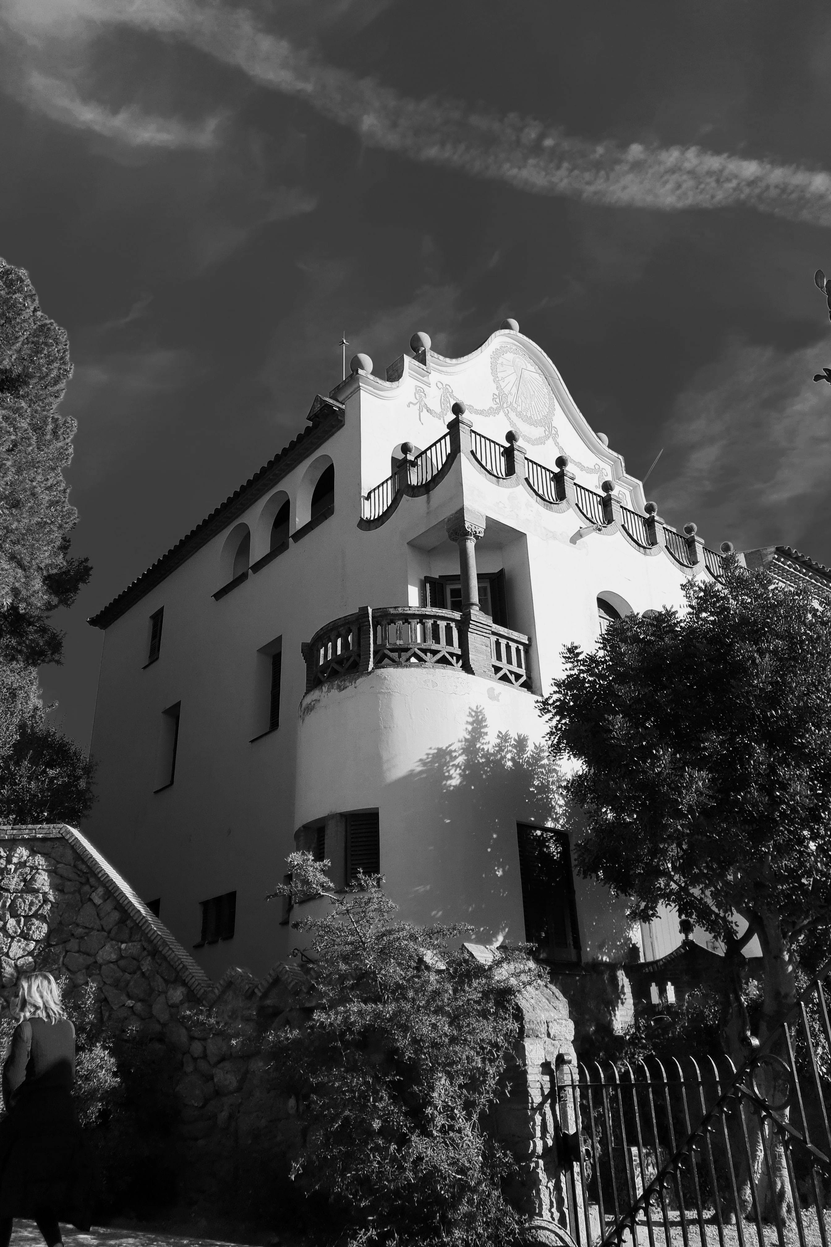 grayscale photo of a concrete building