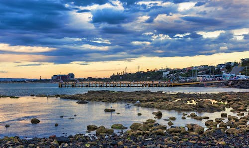 Rocky Shore Under the Cloudy Sky