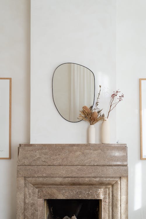 Home Interior with Mirror over a Fireplace