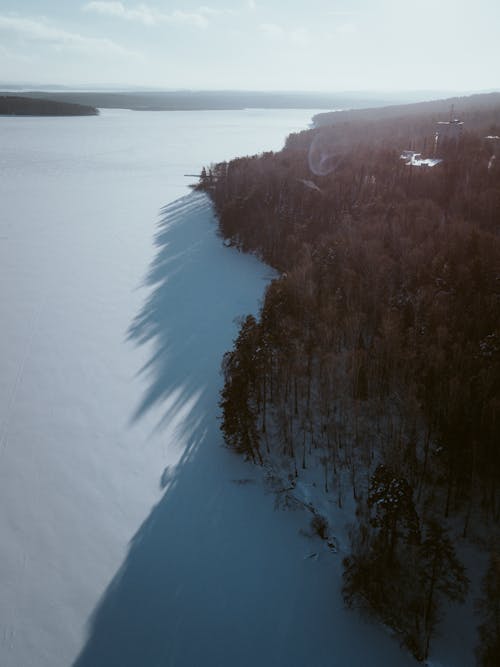 Aerial Footage of Snow Covered Land 