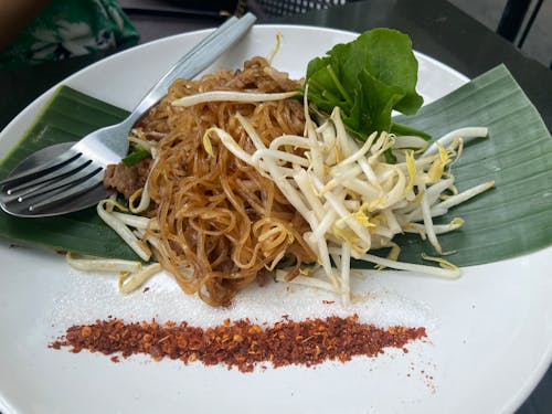 Close-Up Shot of Pad Thai on a Plate