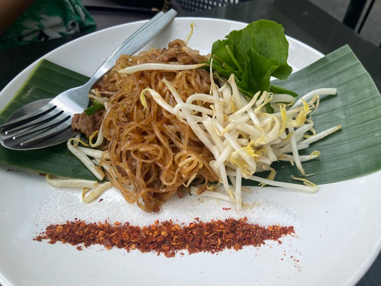 Close-Up Shot Of Pad Thai On A Plate