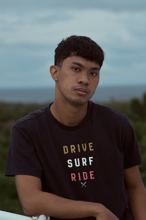 A Man Wearing a Blue Shirt