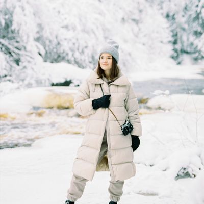 Cream Long Puffer Coat