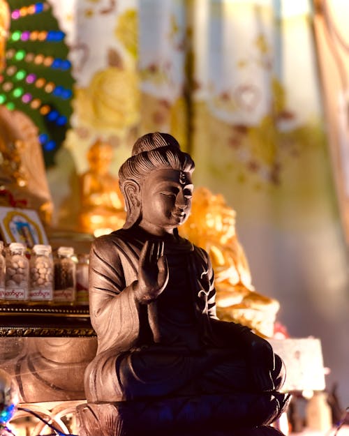 A Buddha Statue Sitting on the Temple