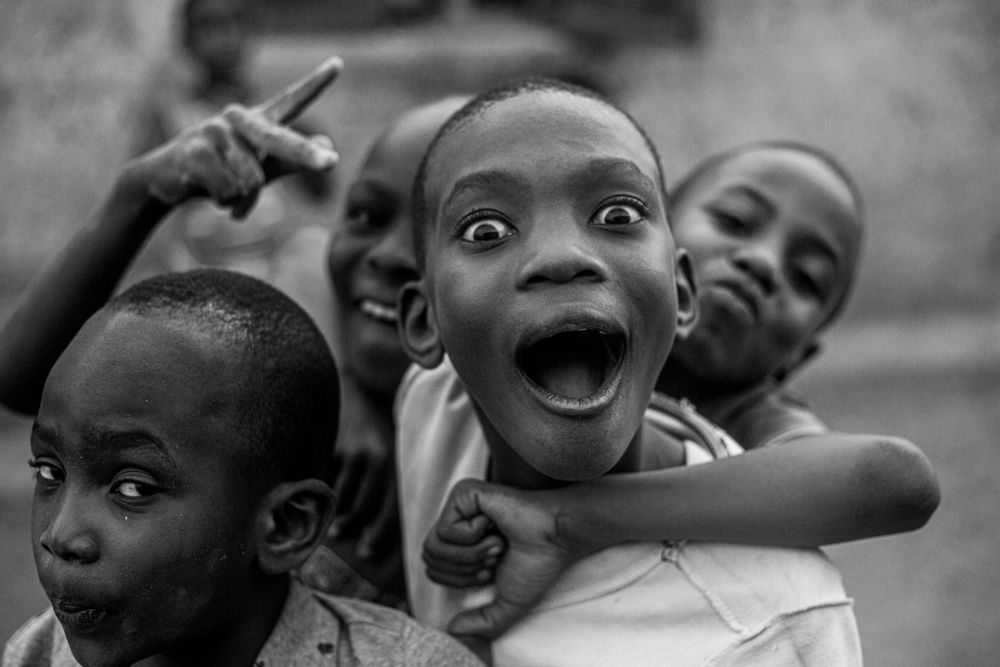 African children enjoying an outdoor group activity