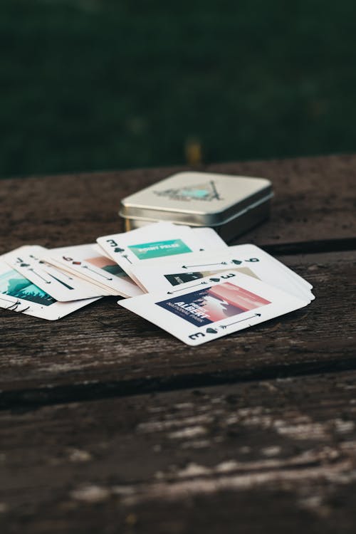 A Playing Cards on a Wooden Table