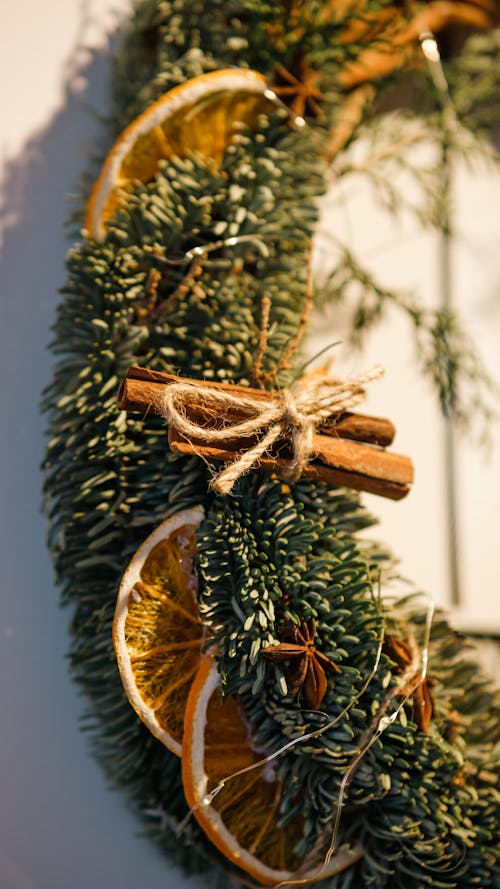 Close-Up Shot of a Christmas Wreath