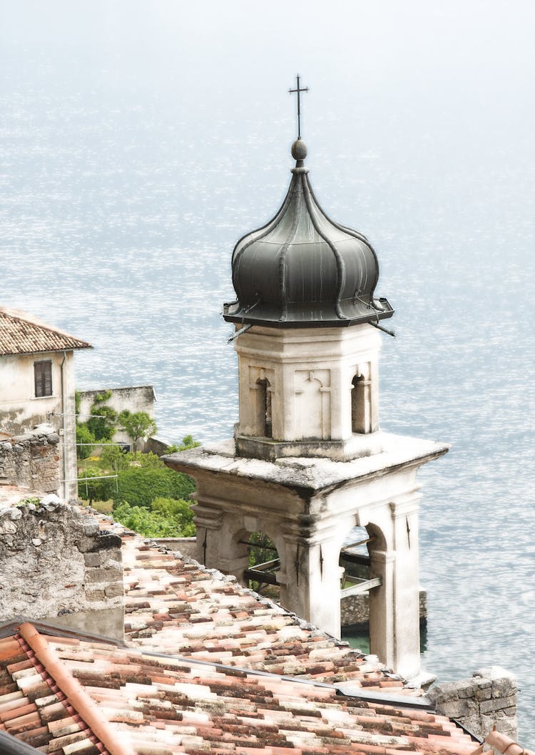 The San Benedetto Church Bell Tower In Limone Sul Garda, Italy