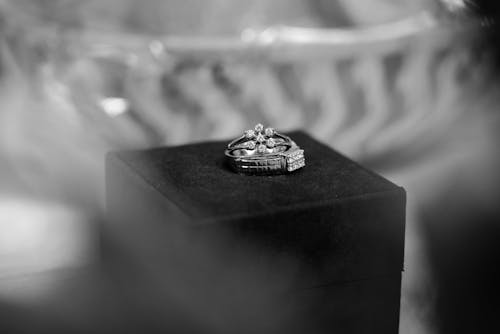 Free Grayscale Photo of Wedding Rings Stock Photo