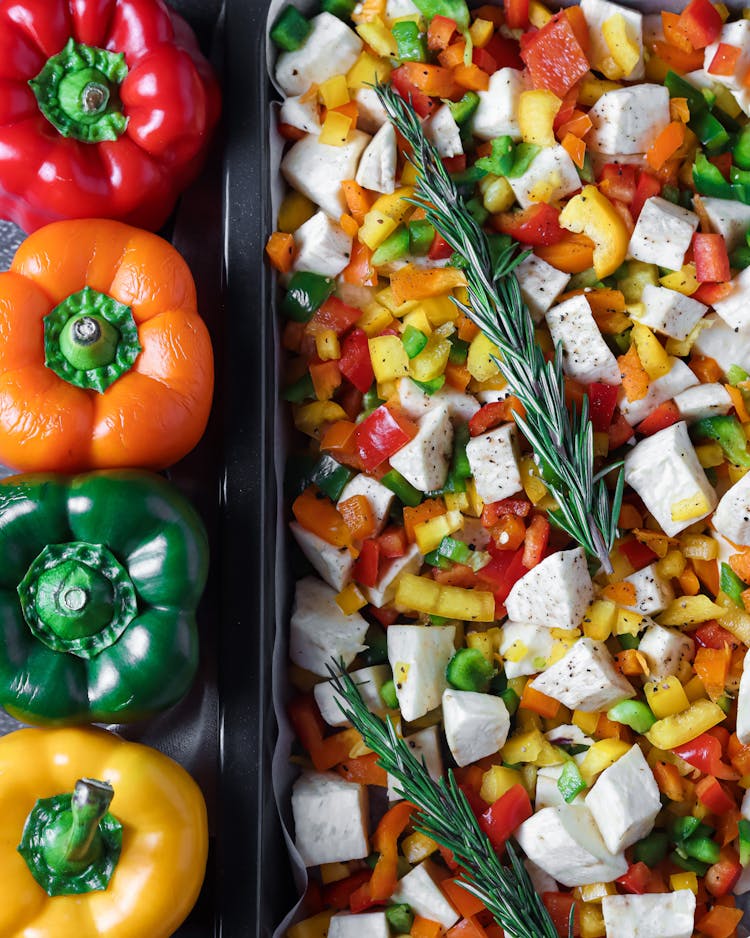 Capsicum And Feta Cheese Vegetable Salad