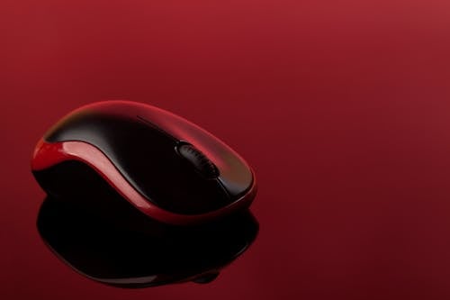 Red and Black Cordless Computer Mouse