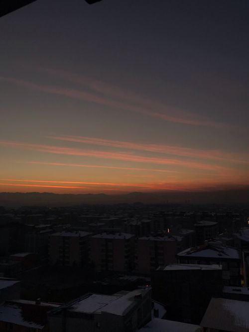 Free A stunning aerial view of Van city during sunset with a dramatic sky. Stock Photo