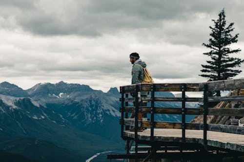 Free A Man Looking the Mountains Stock Photo
