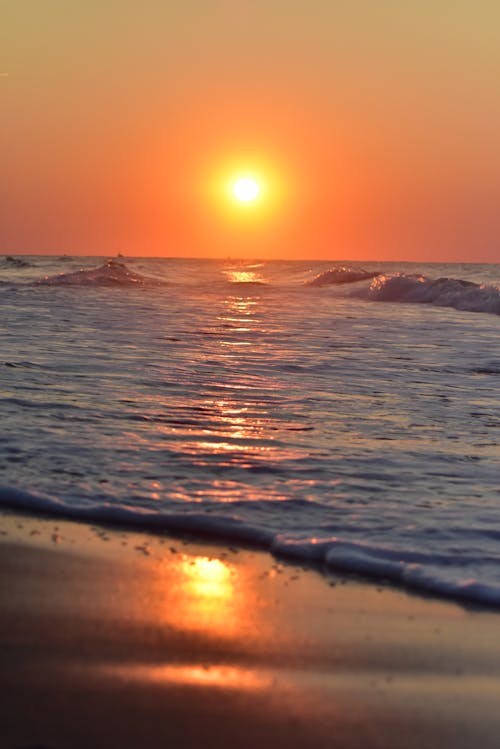 Free stock photo of beach waves, sun, sunrise