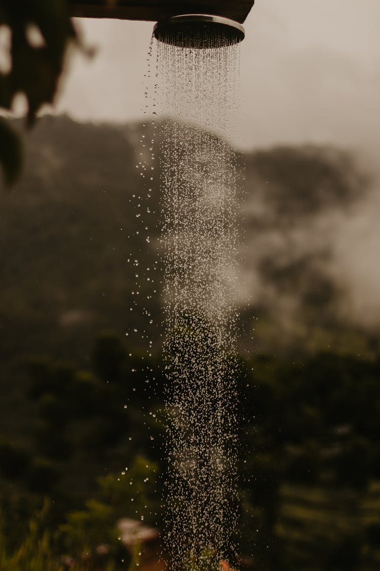 Water Pouring From A Shower Head