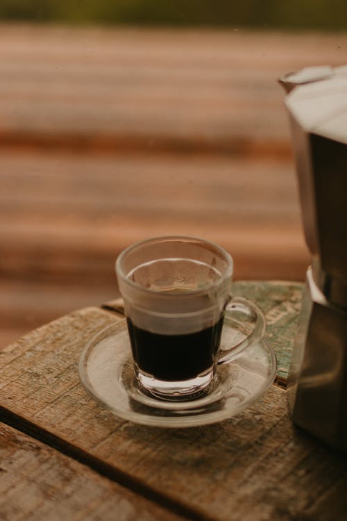 Photograph of Black Coffee in a Glass Cup
