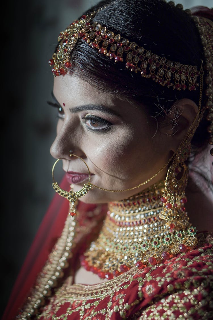 Asian Woman In Traditional Clothing And Jewelry