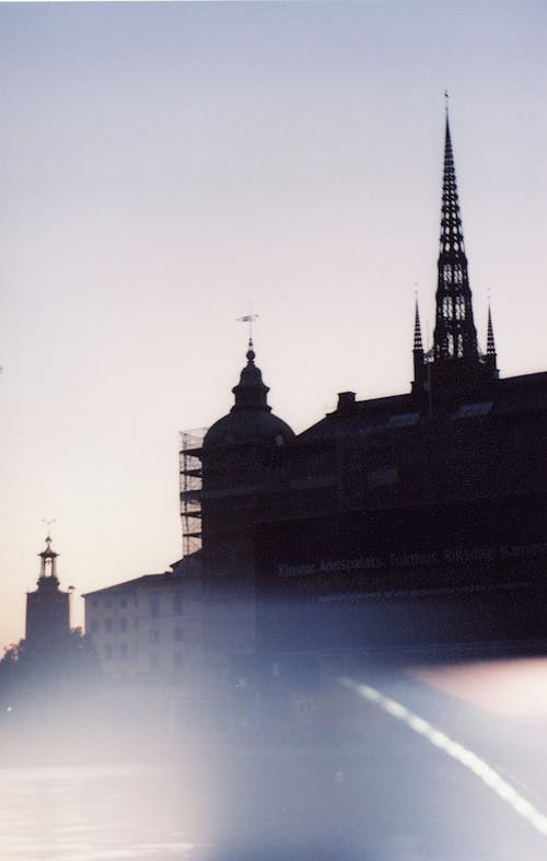 Silhouette of Riddarholmen Church in Stockholm, Sweden