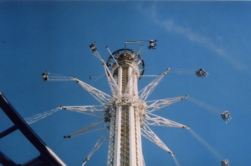 An Amusement Ride Under a Blue Sky