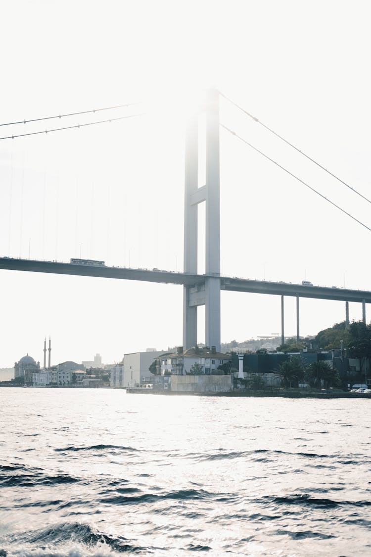 Suspension Bridge Over Body Of Water