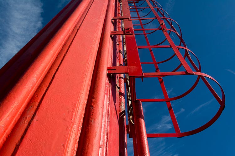 Metal Ladder On Industrial Chimney