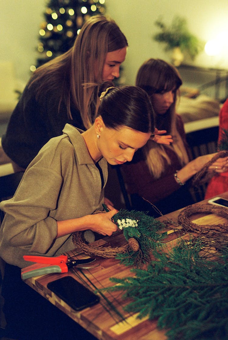 Women Making Wreaths