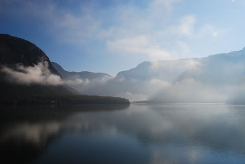 Free Lake Hallstatt Covered with Fog Stock Photo