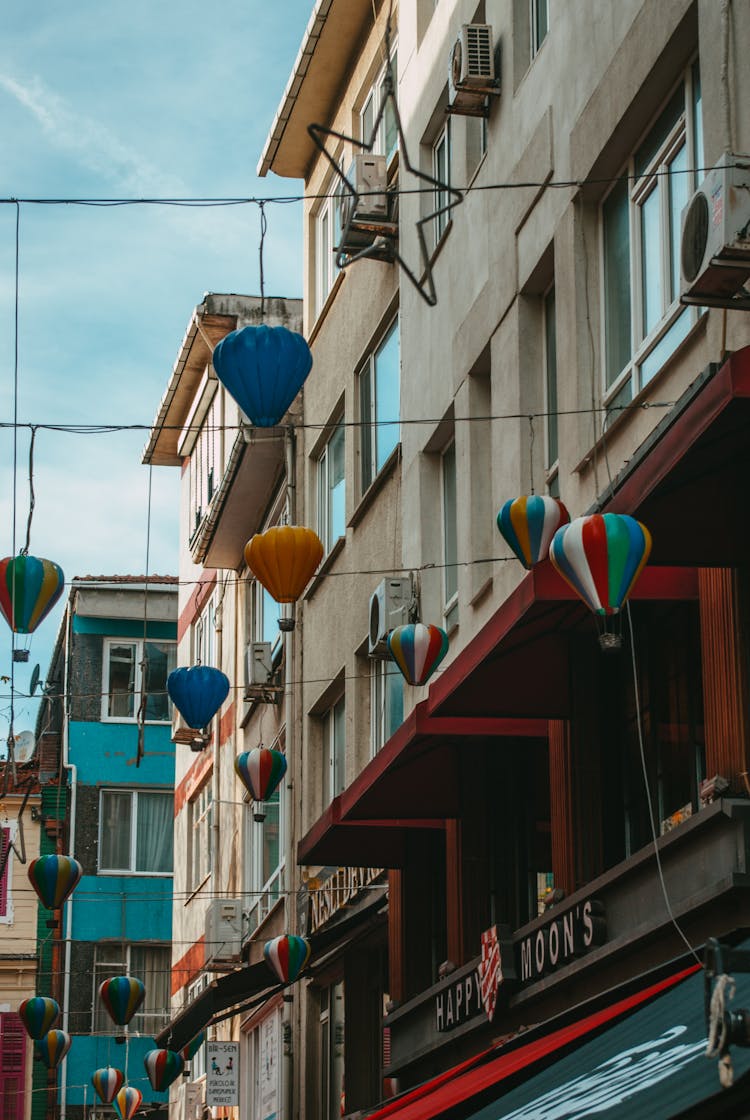 Balloons On Lines Near Buildings