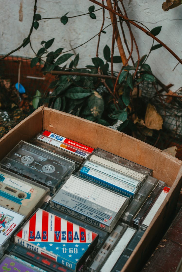 Close Up Of Cassettes In Box