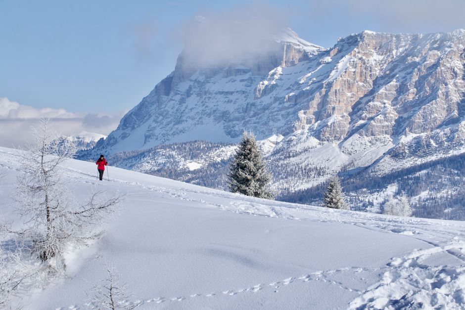 A skier enjoys