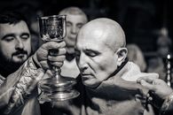 Black and White Photograph of Church Sacrament