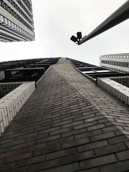 An upward shot capturing the towering skyscrapers of New York City from a unique perspective.